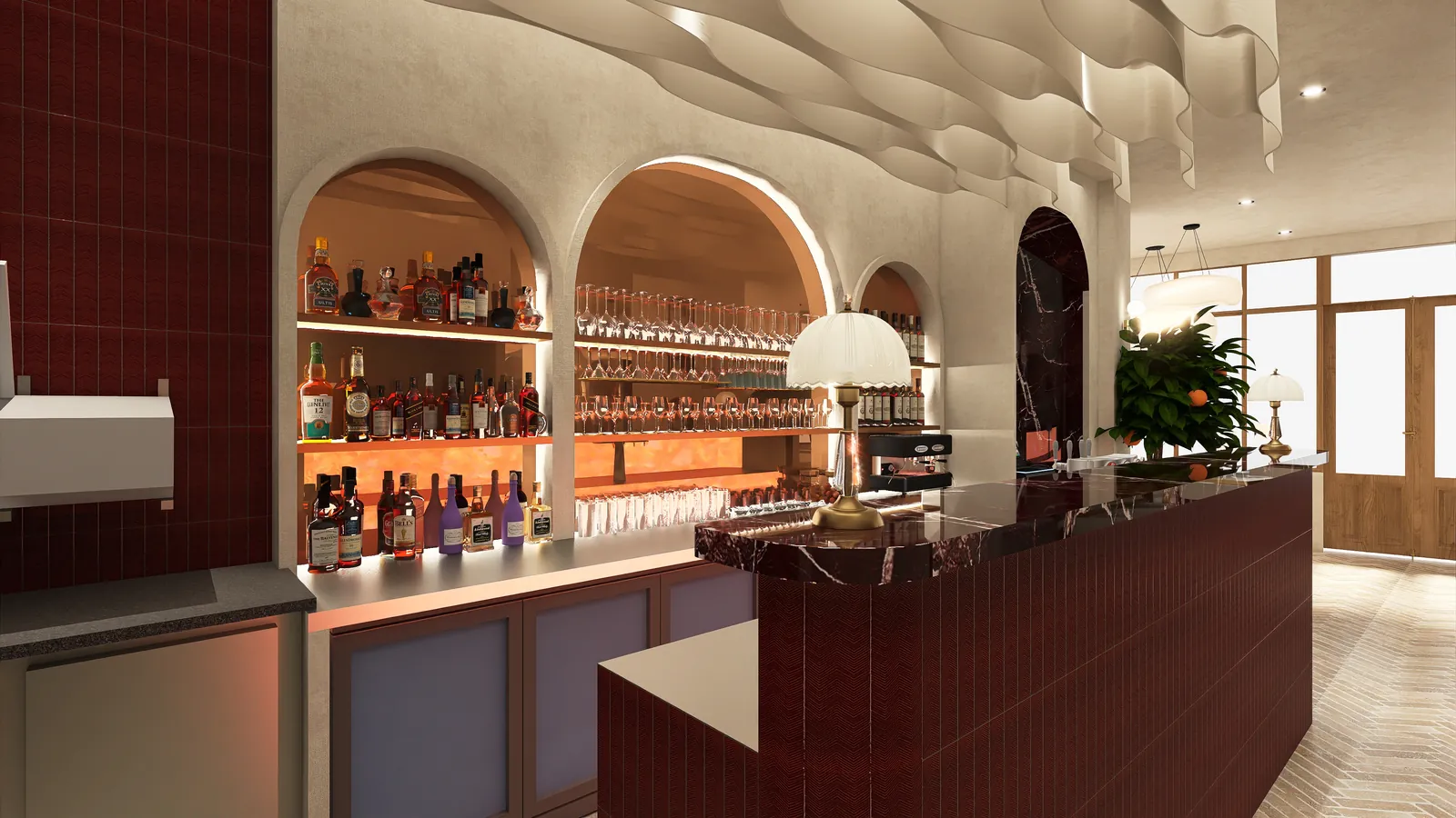Rendu 3D, restaurant : Le Numéro 10