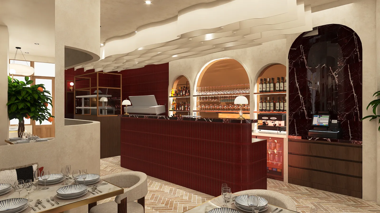 Rendu 3D, restaurant : Le Numéro 10