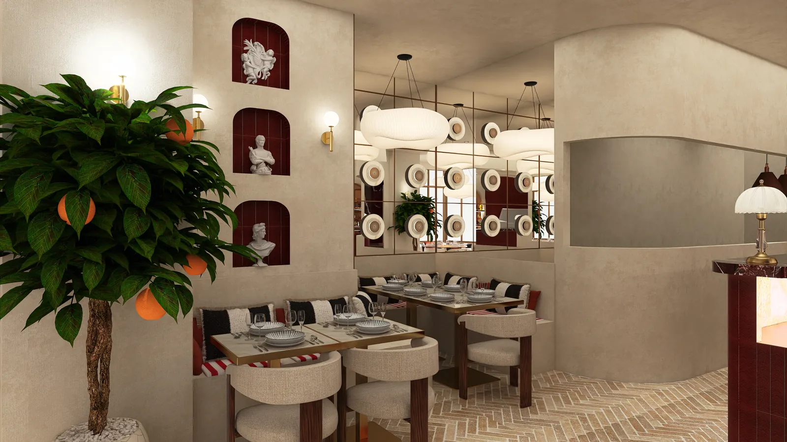 Rendu 3D, restaurant : Le Numéro 10
